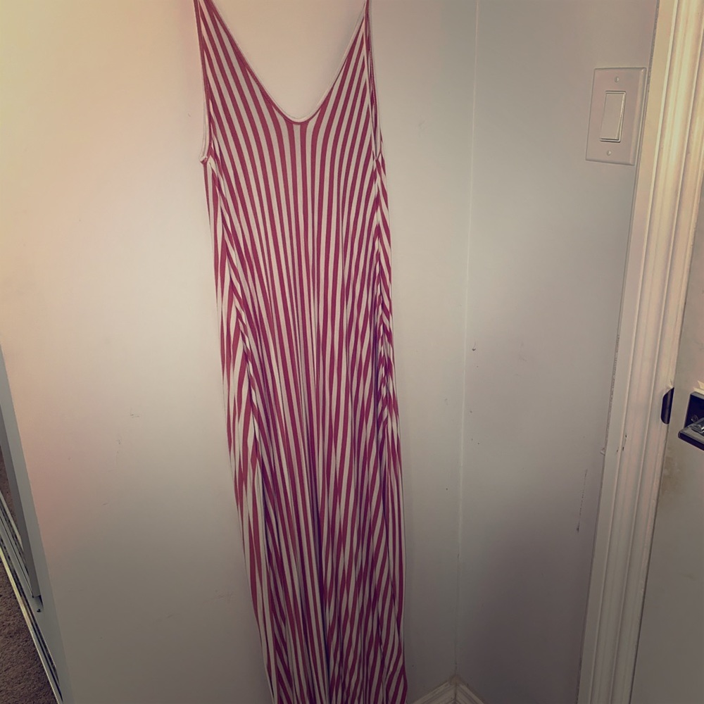 Pink stripes maxi dress